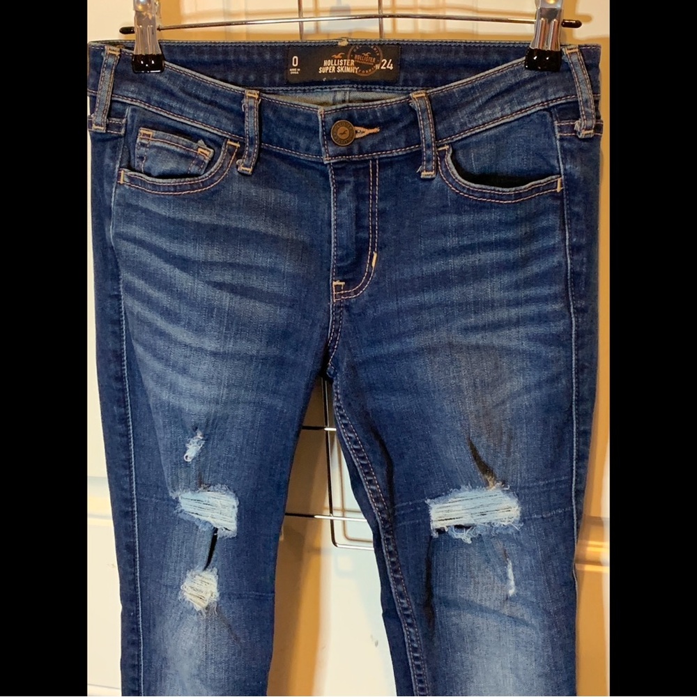 Hollister Dark Blue Distressed Skinny Jeans - Picture 3 of 7